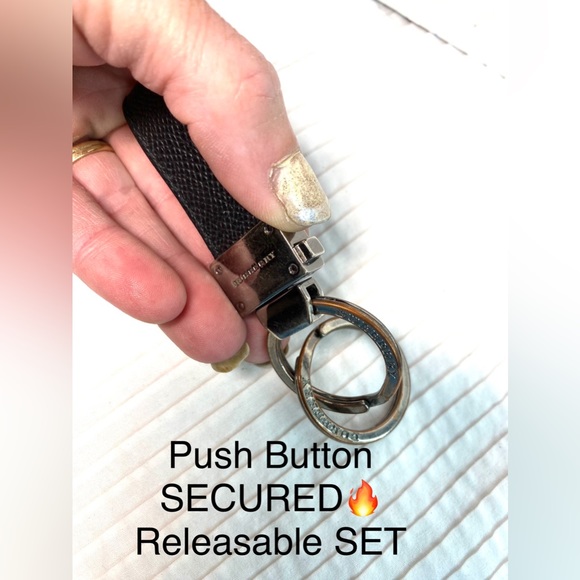 Mens BURBERRY Valet Black Leather/Silver Embossed Key FOB Set🔥3 pieces!🔥VGUC🔥 - Picture 6 of 9